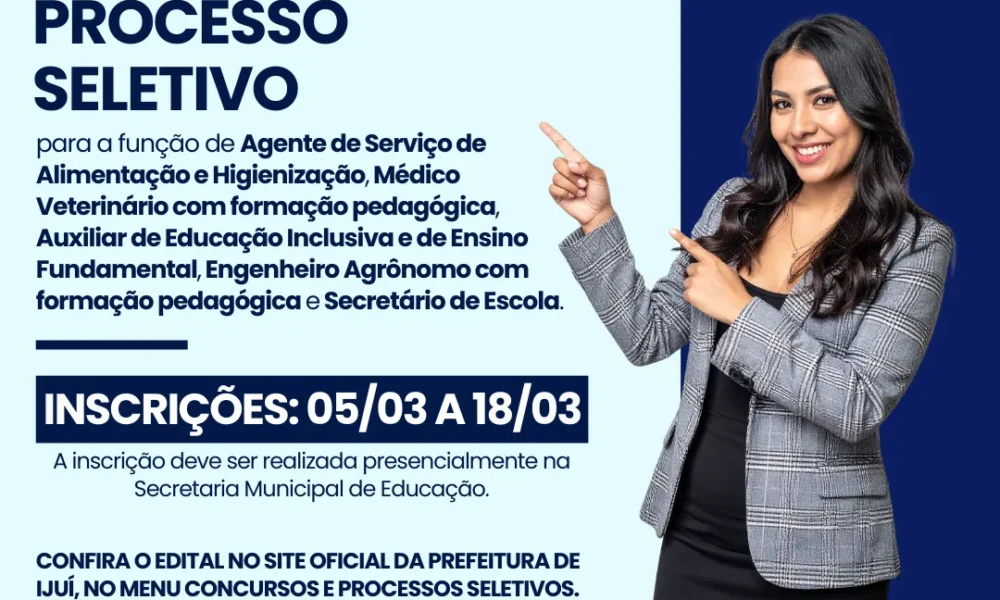 Fachada do prédio da Prefeitura de Ijuí, com pessoas entrando, representando o Processo Seletivo Simplificado