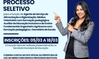 Fachada do prédio da Prefeitura de Ijuí, com pessoas entrando, representando o Processo Seletivo Simplificado