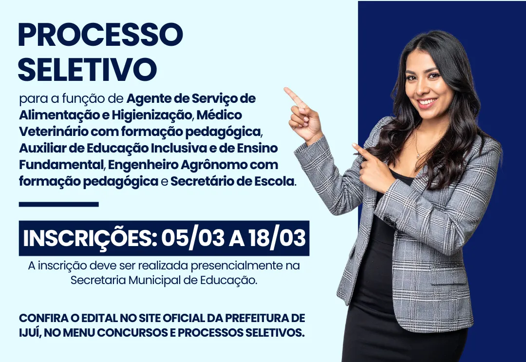 Fachada do prédio da Prefeitura de Ijuí, com pessoas entrando, representando o Processo Seletivo Simplificado