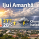 Previsão do tempo em Ijuí amanhã com temperatura entre 21°C e 28°C, sol entre nuvens e possibilidade de chuva isolada