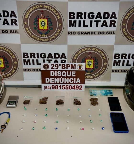 Brigada Militar apreende drogas e prende suspeito durante ação contra tráfico no bairro Modelo em Ijuí
